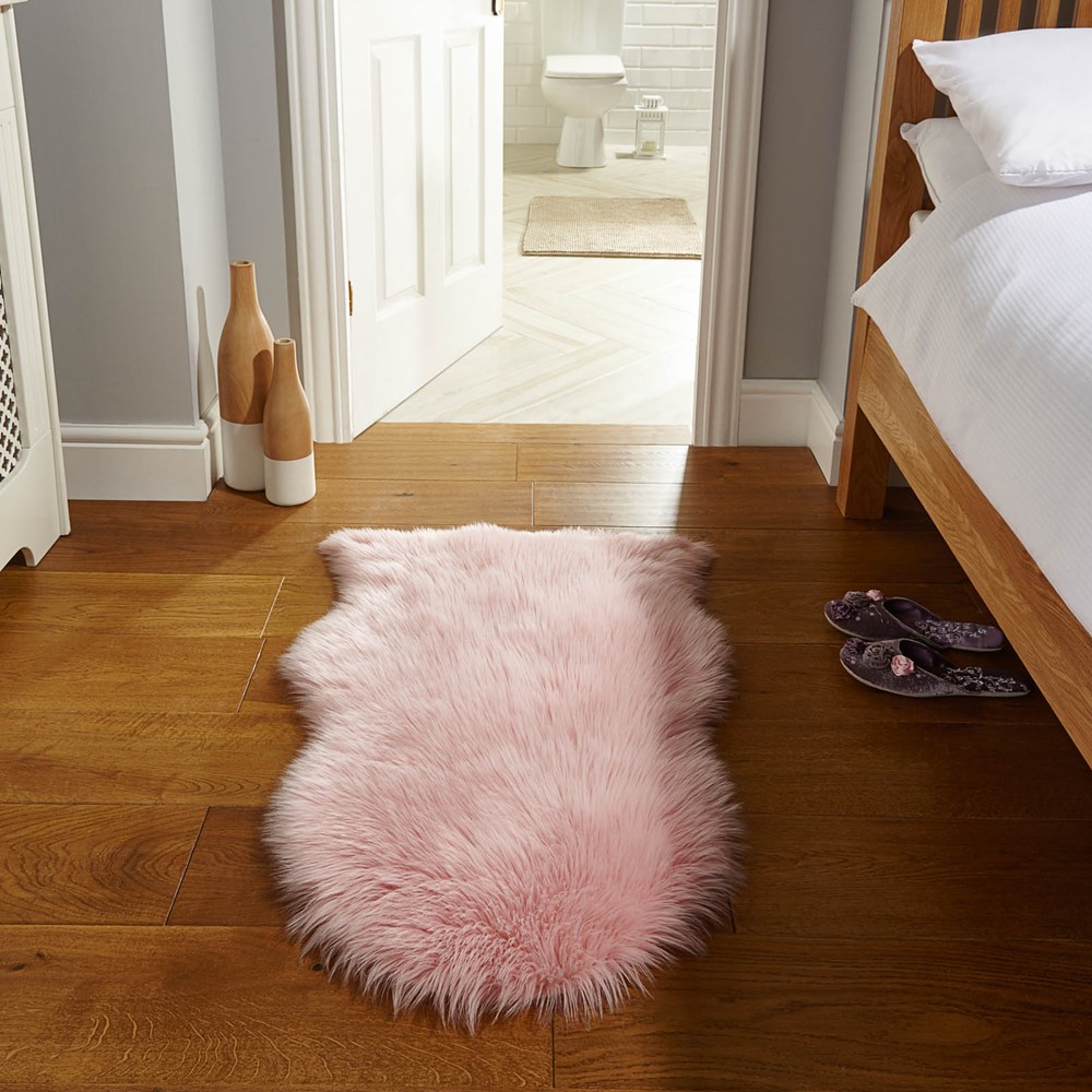 Faux Fur Rugs in Pink buy online from the rug seller uk